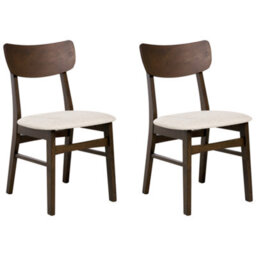 Beliani Set Of 2 Dining Chairs Anoka Wood Dark Brown/ Beige - thumbnail 1