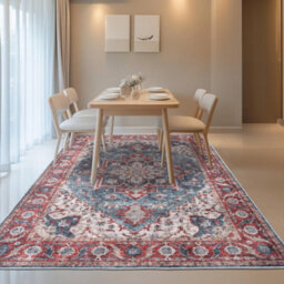 Homeart Machine Washable Rug Cotton, Low Pile Carpet With Non Slip Backing Non-Shedding Area Rugs Traditional Red Blue, 160X230 Cm - thumbnail 6