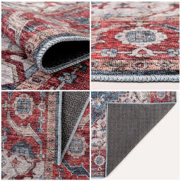 Homeart Machine Washable Rug Cotton, Low Pile Carpet With Non Slip Backing Non-Shedding Area Rugs Traditional Red Blue, 160X230 Cm - thumbnail 5