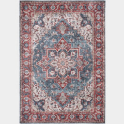 Homeart Machine Washable Rug Cotton, Low Pile Carpet With Non Slip Backing Non-Shedding Area Rugs Traditional Red Blue, 160X230 Cm - thumbnail 9