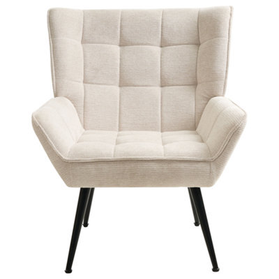 Wyld And Coco Retro Armchair Light Beige - Water-Repellent Upholstery, Quilted Padding, Steel Legs - image 1