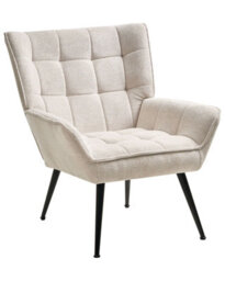 Wyld And Coco Retro Armchair Light Beige - Water-Repellent Upholstery, Quilted Padding, Steel Legs - thumbnail 3