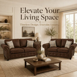 Gamzo Outlet 3+2 Seater Sofa Set Full Back Leather Couch With Strong Wooden Frame And Padded Curved Arms - thumbnail 2