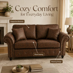 Gamzo Outlet 3+2 Seater Sofa Set Full Back Leather Couch With Strong Wooden Frame And Padded Curved Arms - thumbnail 6