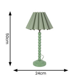 Valuelights Bobbins Sage Green Table Lamp With Sage Green Scallop Tapered Lamp Shade - thumbnail 4