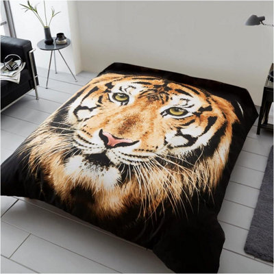 Gc Gaveno Cavailia 3D Wildlife Tiger Face Brown 150X200Cm Cosy Fleece Bed Throw, Fluffy Throw Blanket For Bed - image 1