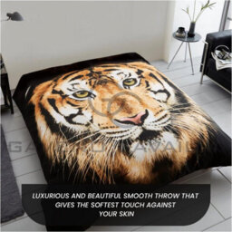 Gc Gaveno Cavailia 3D Wildlife Tiger Face Brown 150X200Cm Cosy Fleece Bed Throw, Fluffy Throw Blanket For Bed - thumbnail 3