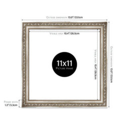 11X11 Silver Ornate Picture Frame (27.9 X 27.9Cm) Poster, Photo, Artwork, Gallery Wall Or Print - thumbnail 2