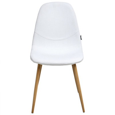 Wyld And Coco Corduroy White Armless Dining Chairs Set Of 2 - Vertical Stripe Fabric, Iron Legs - image 1