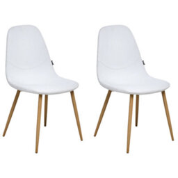 Wyld And Coco Corduroy White Armless Dining Chairs Set Of 2 - Vertical Stripe Fabric, Iron Legs - thumbnail 4