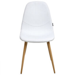 Wyld And Coco Corduroy White Armless Dining Chairs Set Of 2 - Vertical Stripe Fabric, Iron Legs - thumbnail 1