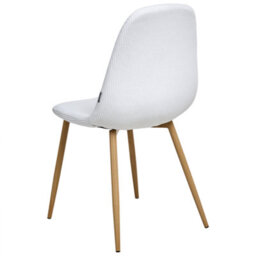 Wyld And Coco Corduroy White Armless Dining Chairs Set Of 2 - Vertical Stripe Fabric, Iron Legs - thumbnail 7