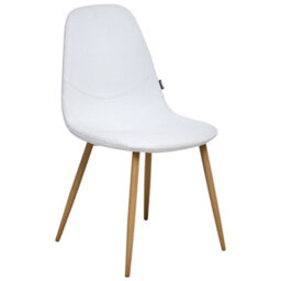 Wyld And Coco Corduroy White Armless Dining Chairs Set Of 2 - Vertical Stripe Fabric, Iron Legs - thumbnail 6