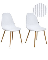 Wyld And Coco Corduroy White Armless Dining Chairs Set Of 2 - Vertical Stripe Fabric, Iron Legs - thumbnail 3