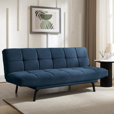 Home Detail Celosia Clic-Clac Sofa Bed With Metal Legs, Blue Linen - image 1