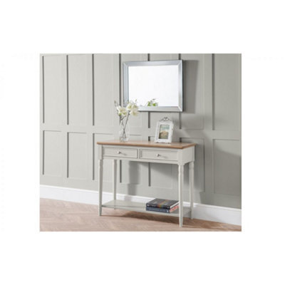 Ashfield Grey Lacquered Console Table With 2 Drawers - image 1
