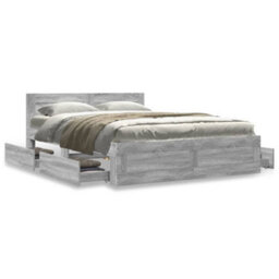 Berkfield Bed Frame With Headboard Without Mattress Grey Sonoma 140X200 Cm - thumbnail 4