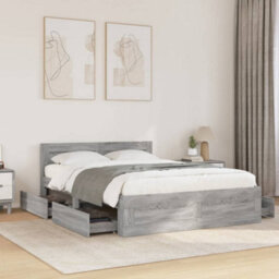 Berkfield Bed Frame With Headboard Without Mattress Grey Sonoma 140X200 Cm - thumbnail 1