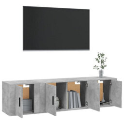 Berkfield 3 Piece Tv Cabinet Set Concrete Grey Engineered Wood - thumbnail 3