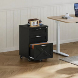 Black 3 Drawers Filing Cabinet With Lock And Key Mobile Under Desk Storage Drawer - thumbnail 5