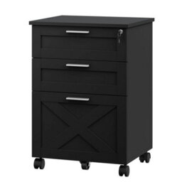 Black 3 Drawers Filing Cabinet With Lock And Key Mobile Under Desk Storage Drawer - thumbnail 3