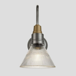 Industville Swan Neck Glass Funnel Wall Light, 7 Inch, Pewter - thumbnail 2