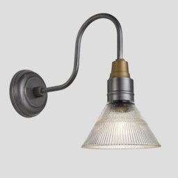 Industville Swan Neck Glass Funnel Wall Light, 7 Inch, Pewter - thumbnail 1