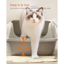 High Sided Xxl Cat Litter Box, Open Litter Tray With Scoop For Kittens And Adult Cats, Cappuccino Beige - thumbnail 6