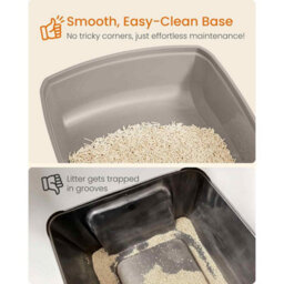 High Sided Xxl Cat Litter Box, Open Litter Tray With Scoop For Kittens And Adult Cats, Cappuccino Beige - thumbnail 4