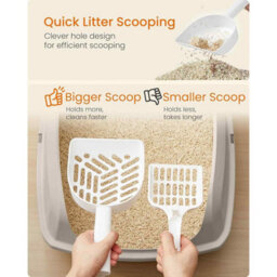 High Sided Xxl Cat Litter Box, Open Litter Tray With Scoop For Kittens And Adult Cats, Cappuccino Beige - thumbnail 5