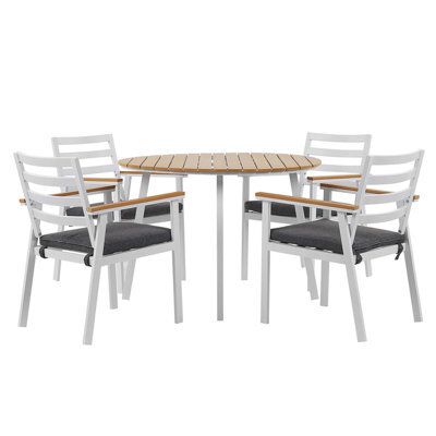 Beliani Garden Dining Set 4 Seater Cavoli With Cushions Metal Grey - image 1