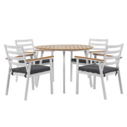 Beliani Garden Dining Set 4 Seater Cavoli With Cushions Metal Grey - thumbnail 1