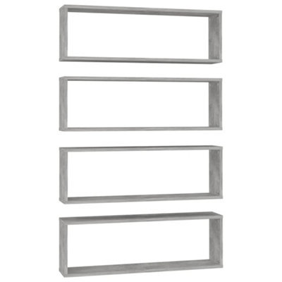 Vidaxl Wall Cube Shelf 4 Pcs Concrete Grey 80X15X26.5 Cm Engineered Wood - image 1