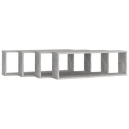 Vidaxl Wall Cube Shelf 4 Pcs Concrete Grey 80X15X26.5 Cm Engineered Wood - thumbnail 4