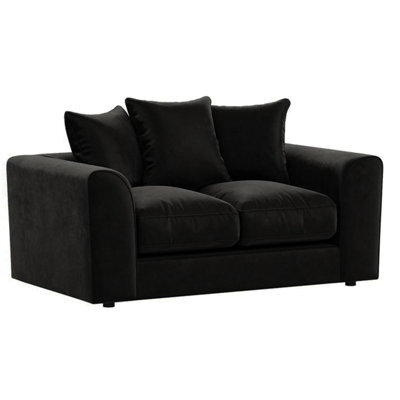 Furnishings For Less UK Brooklyn  Plush Velvet Fibre Fabric 2 Seater Sofa   Black - image 1