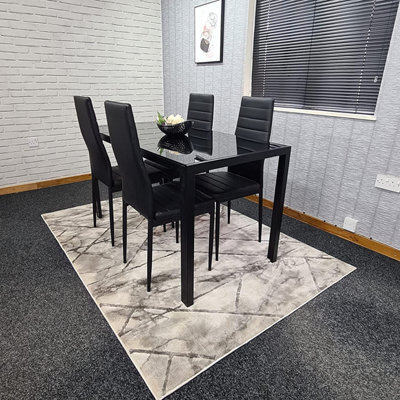 Kitchen Dining Table And 4 Chairs Dining Set Of 4 Black Table With 4 Leather Chairs Furniture Kosy Koala - image 1
