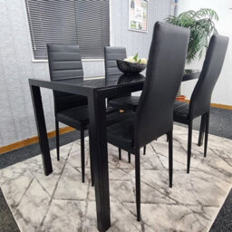 Kitchen Dining Table And 4 Chairs Dining Set Of 4 Black Table With 4 Leather Chairs Furniture Kosy Koala - thumbnail 7