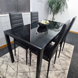 Kitchen Dining Table And 4 Chairs Dining Set Of 4 Black Table With 4 Leather Chairs Furniture Kosy Koala - thumbnail 6