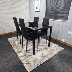 Kitchen Dining Table And 4 Chairs Dining Set Of 4 Black Table With 4 Leather Chairs Furniture Kosy Koala - thumbnail 1