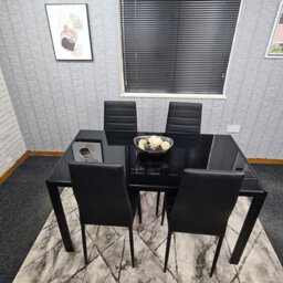 Kitchen Dining Table And 4 Chairs Dining Set Of 4 Black Table With 4 Leather Chairs Furniture Kosy Koala - thumbnail 9