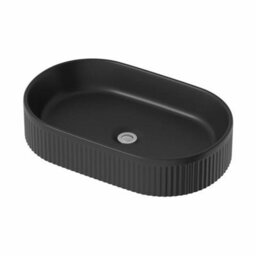 Affine 800mm Bathroom Countertop Vanity Unit Oval Fluted Basin Wall Hung Grey Gloss - thumbnail 5