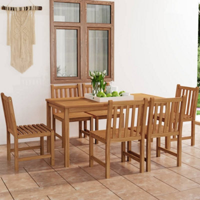 Berkfield 7 Piece Garden Dining Set Solid Teak Wood - image 1
