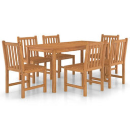 Berkfield 7 Piece Garden Dining Set Solid Teak Wood - thumbnail 2