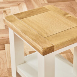 The Furniture Market Cotswold Cream Painted Lamp Table With Oak Top Premium Quality Cream Painted Side Table Natural Oak Top With Satin Lacquer - thumbnail 6