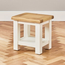 The Furniture Market Cotswold Cream Painted Lamp Table With Oak Top Premium Quality Cream Painted Side Table Natural Oak Top With Satin Lacquer - thumbnail 5