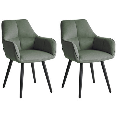 Beliani Set Of 2 Dining Chairs Tirano Faux Linen Green - image 1