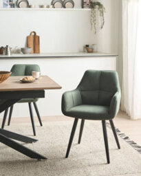 Beliani Set Of 2 Dining Chairs Tirano Faux Linen Green - thumbnail 2