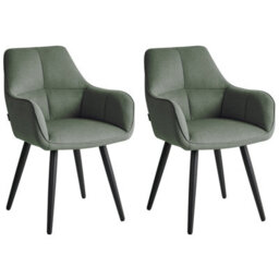 Beliani Set Of 2 Dining Chairs Tirano Faux Linen Green - thumbnail 1