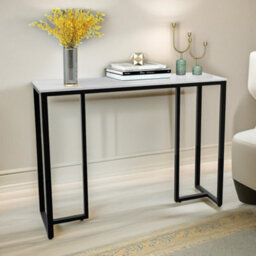 Pirlo Plush Faux Marble Console Table White Grey - thumbnail 1