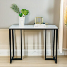 Pirlo Plush Faux Marble Console Table White Grey - thumbnail 5